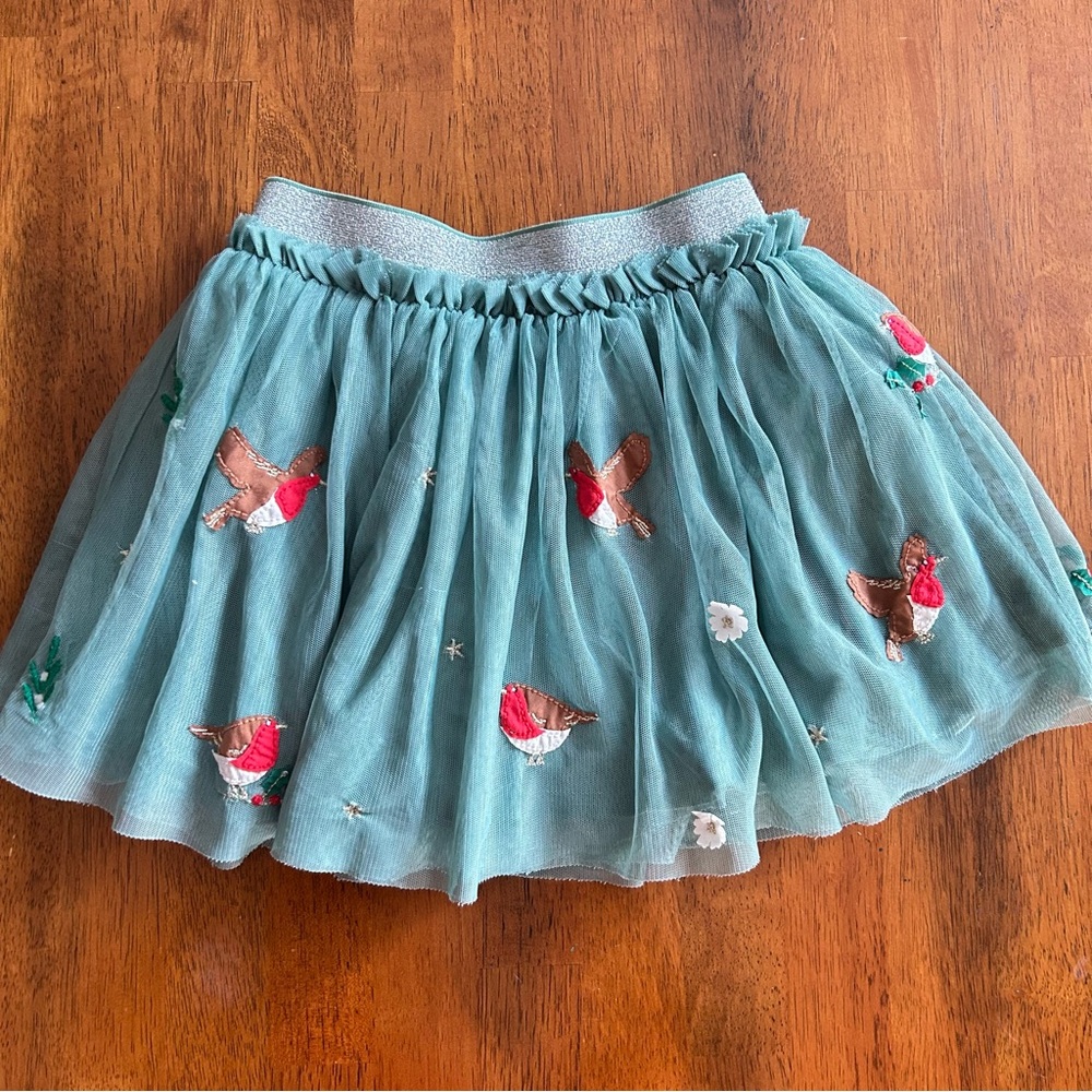 Mini Boden Robin Tulle Skirt | Girls 3–4Y | Green Bird Embroidered Tutu - Picture 2 of 11